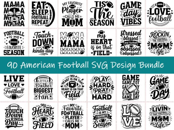American Football SVG Design Bundle: 90 Professional Assets