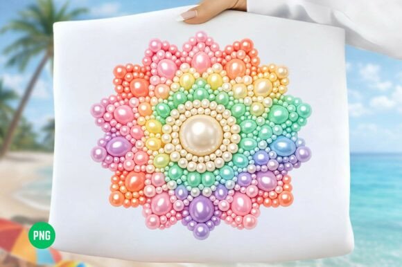 Beaded Flower PNG Pastel Rainbow Design: A Creative Asset for Modern Projects