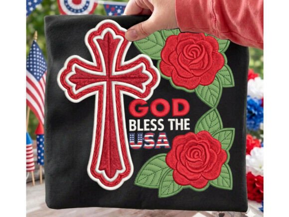 Faith Cross Roses USA Tshirt Design: A Symbol of Patriotic Devotion