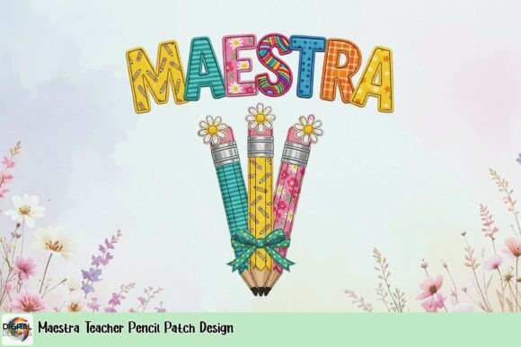 Maestra Teacher Pencil Patch Design: A Vibrant Asset