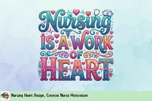Nursing Heart Design: Colorful Motivation in Visual Assets