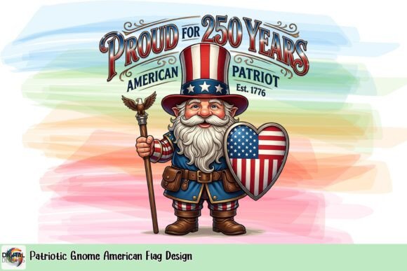 Patriotic Gnome American Flag Design: A Creative Asset