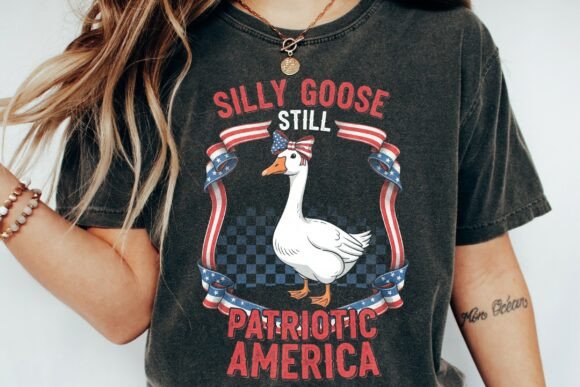 Silly Goose Patriotic America Design: A Playful Graphic Asset