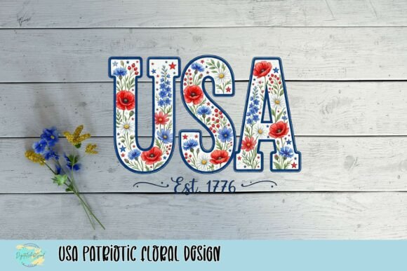 USA Patriotic Floral Design: A Timeless Graphic Asset