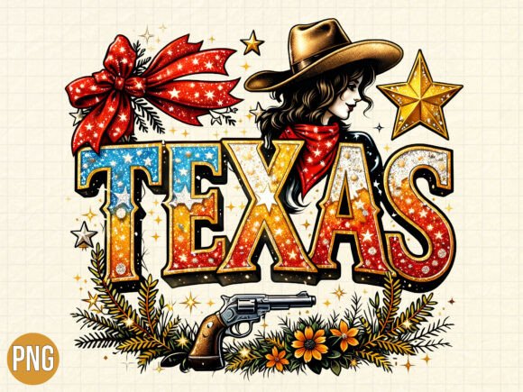 Vintage Western Texas Cowgirl Design PNG